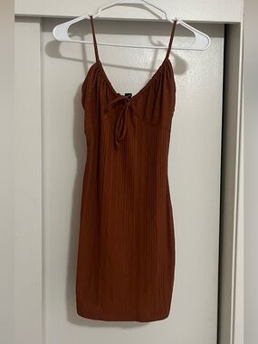 Windsor Rust-Brown Spaghetti Strap Mini Dress